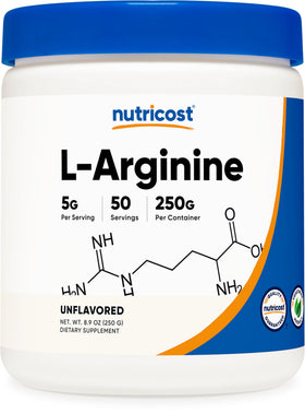 Poudre de L-Arginine Nutricost 250g vue de face