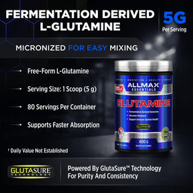 Poudre de L-Glutamine ALLMAX 400 g avec cuillère doseuse