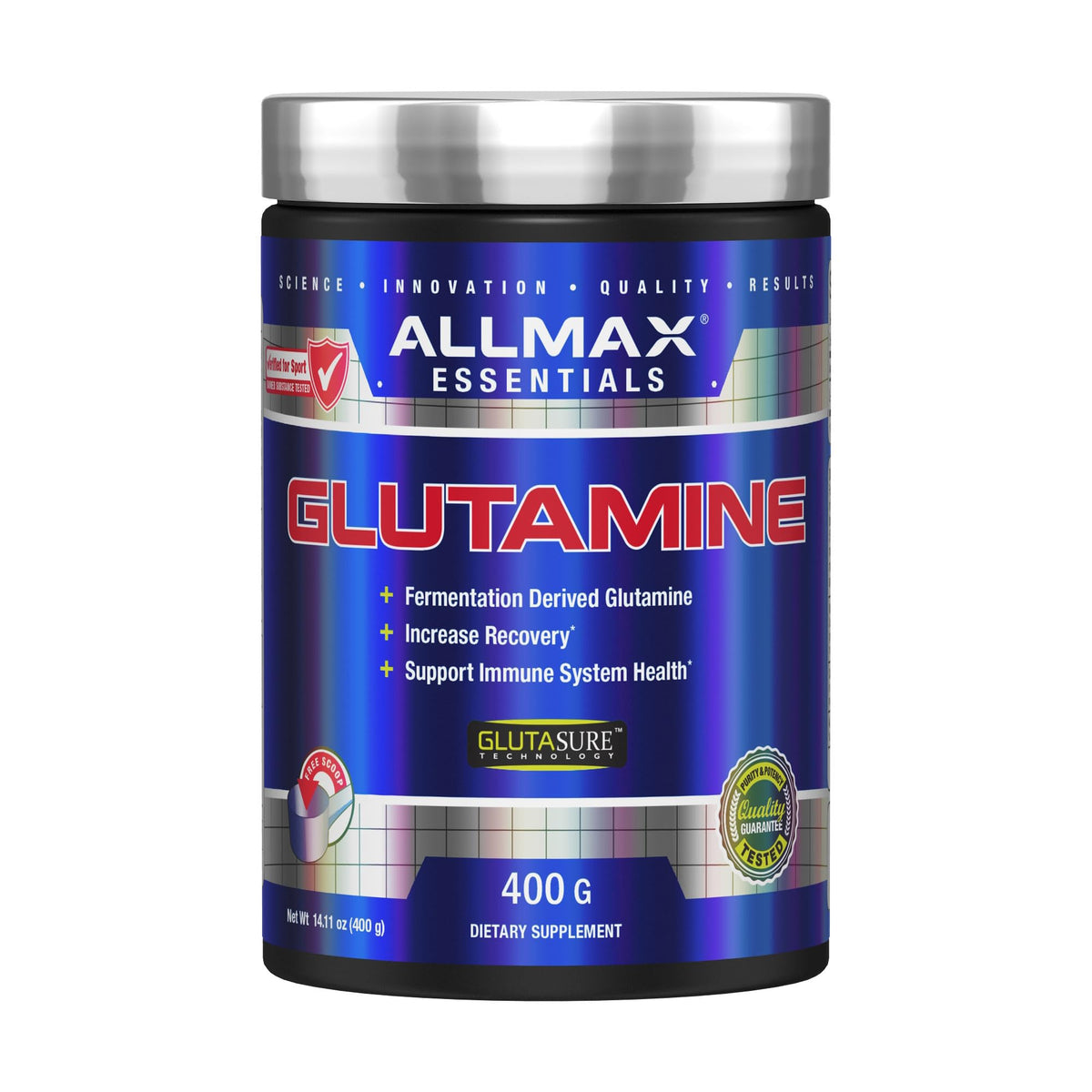 Poudre de L-Glutamine ALLMAX 400 g vue de face