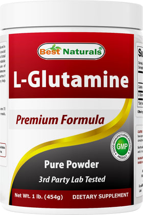 Poudre de L-Glutamine Best Naturals 522g vue de face