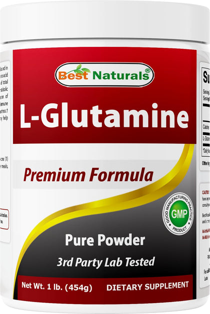 Poudre de L-Glutamine Best Naturals 522g vue de face