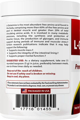 Poudre de L-Glutamine Best Naturals dans un environnement de sport