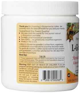 Poudre de L-Glutamine Lidtke 300g vue arrière avec étiquette