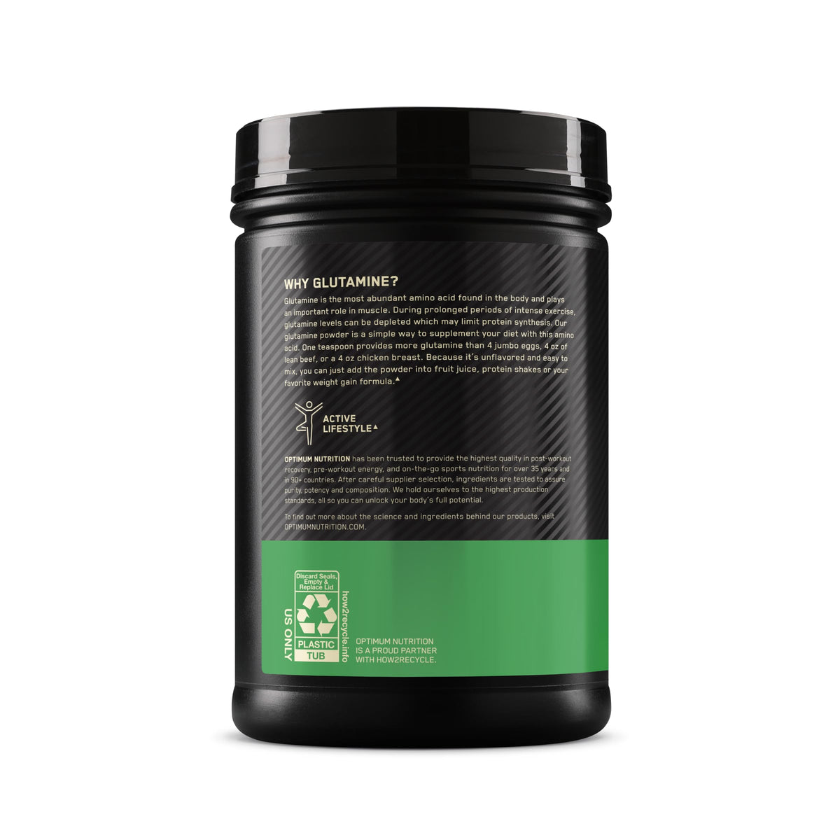 Poudre de L-Glutamine Optimum Nutrition à côté d'autres suppléments