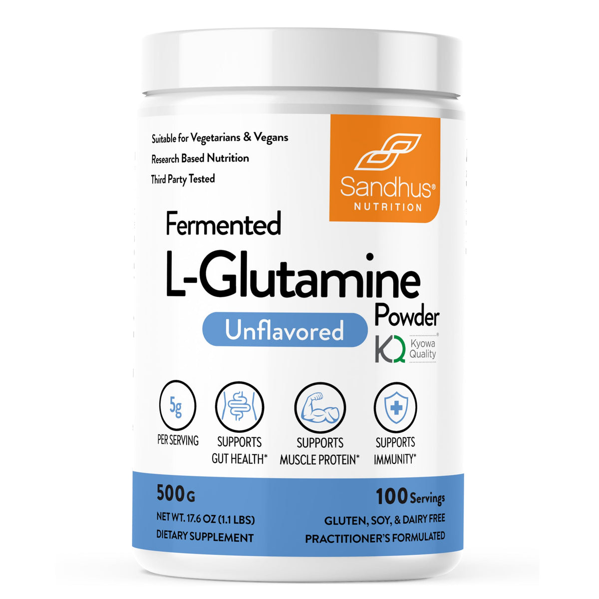 Poudre de L-Glutamine Sandhu's 500g vue de face