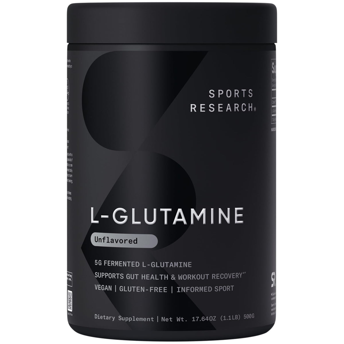 Poudre de L-Glutamine Sports Research 615g vue de face