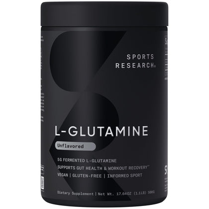 Poudre de L-Glutamine Sports Research 615g vue de face