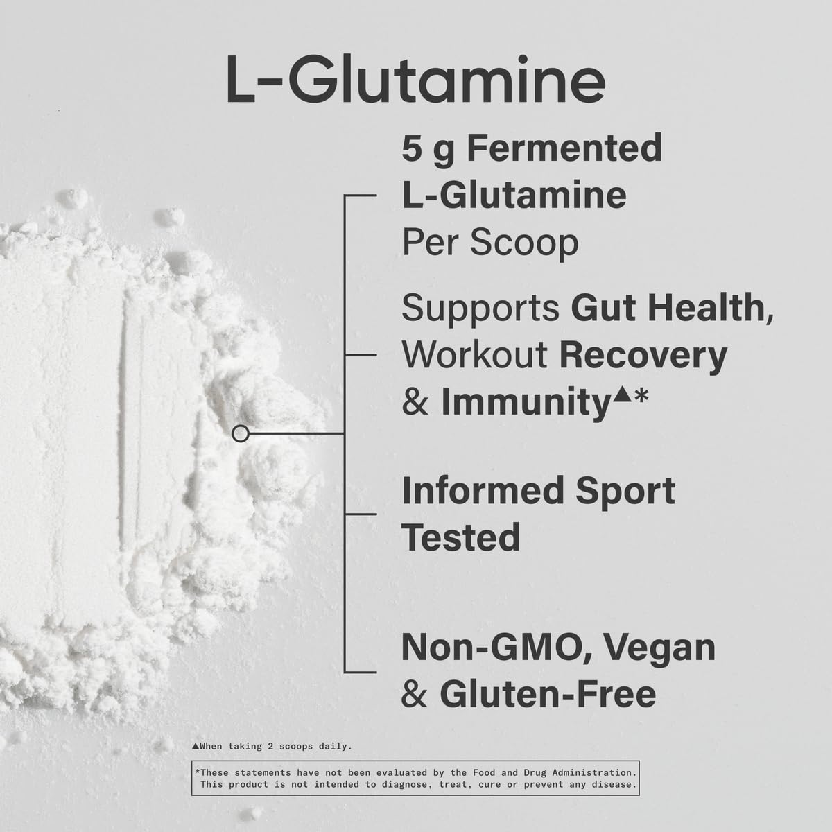 Poudre de L-Glutamine Sports Research sur une cuillère
