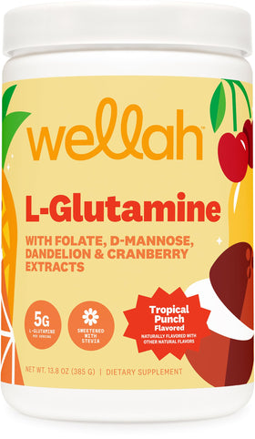 Poudre de L-Glutamine Wellah Tropical Punch 50 portions vue avant