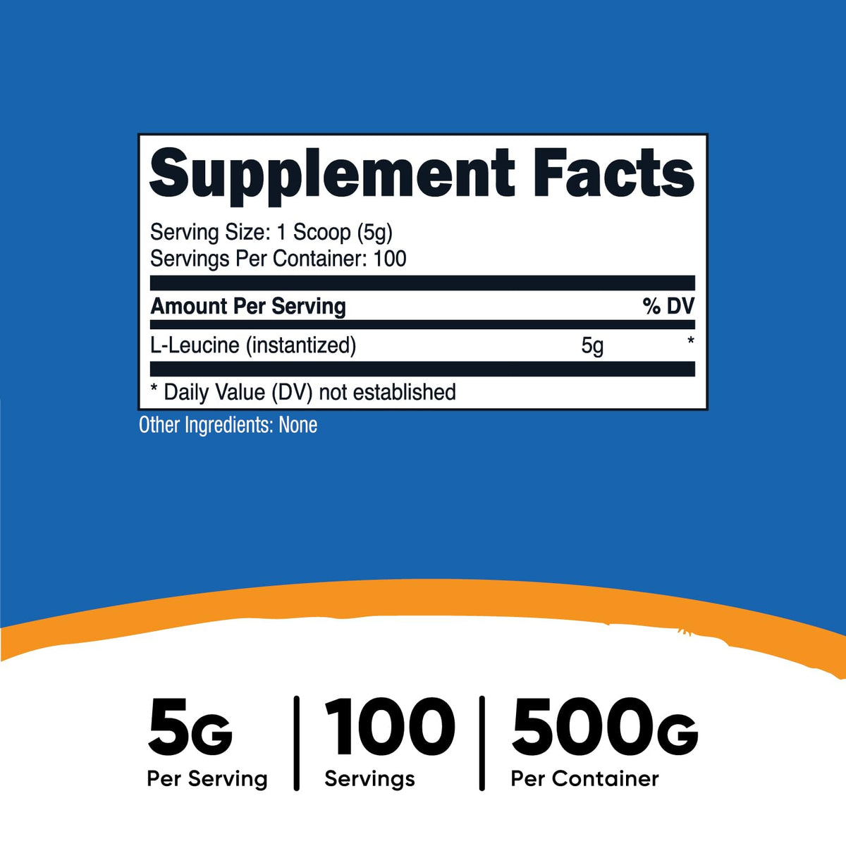 Poudre de L-Leucine Nutricost 500g emballage arrière