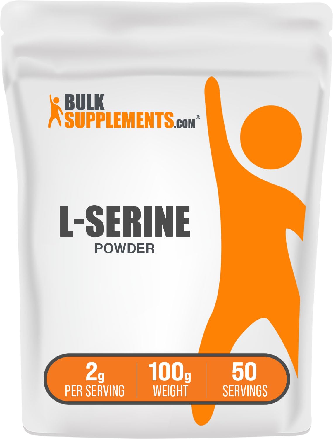 Poudre de L-Serine BulkSupplements 100g vue de face