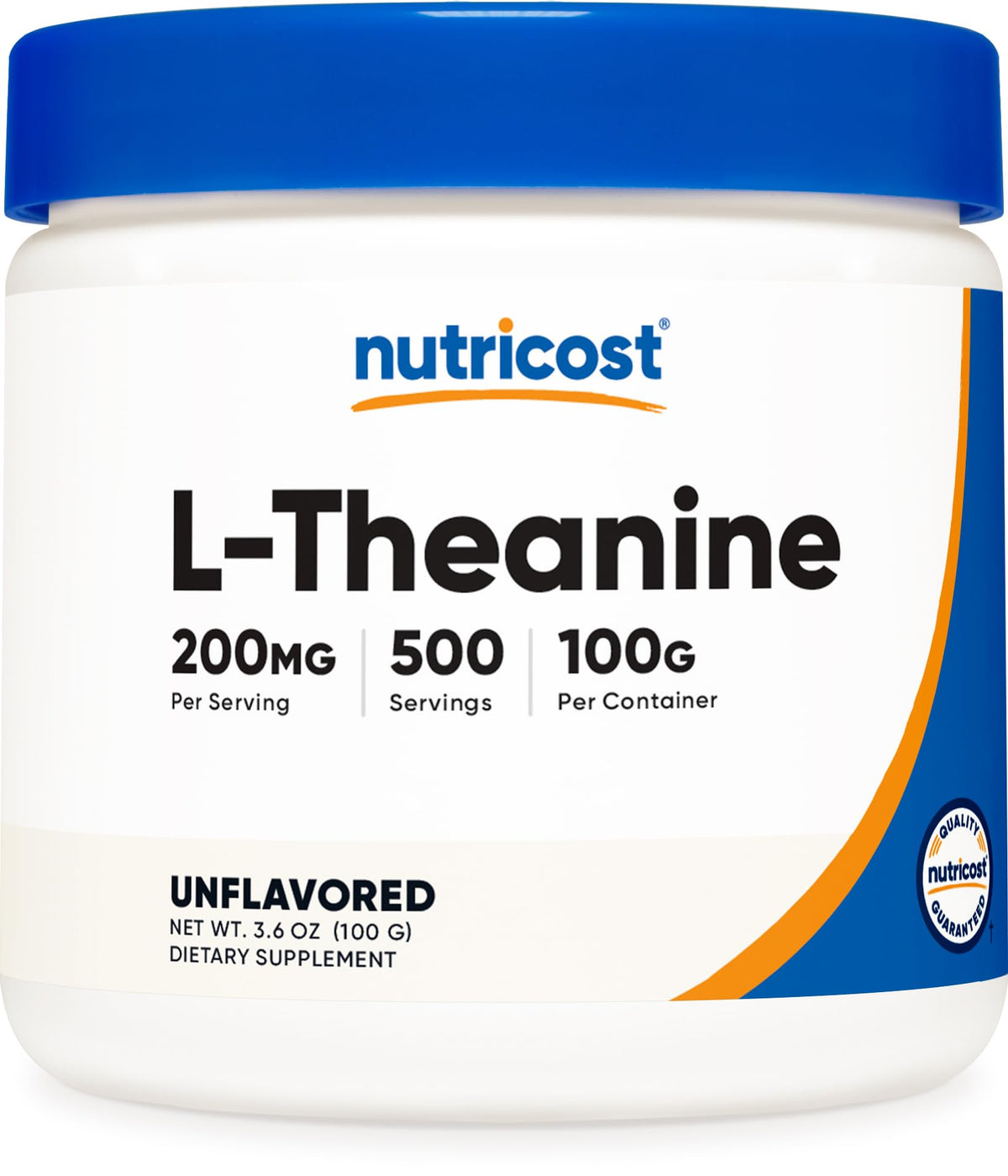Poudre de L-Théanine Nutricost 100 g vue de face