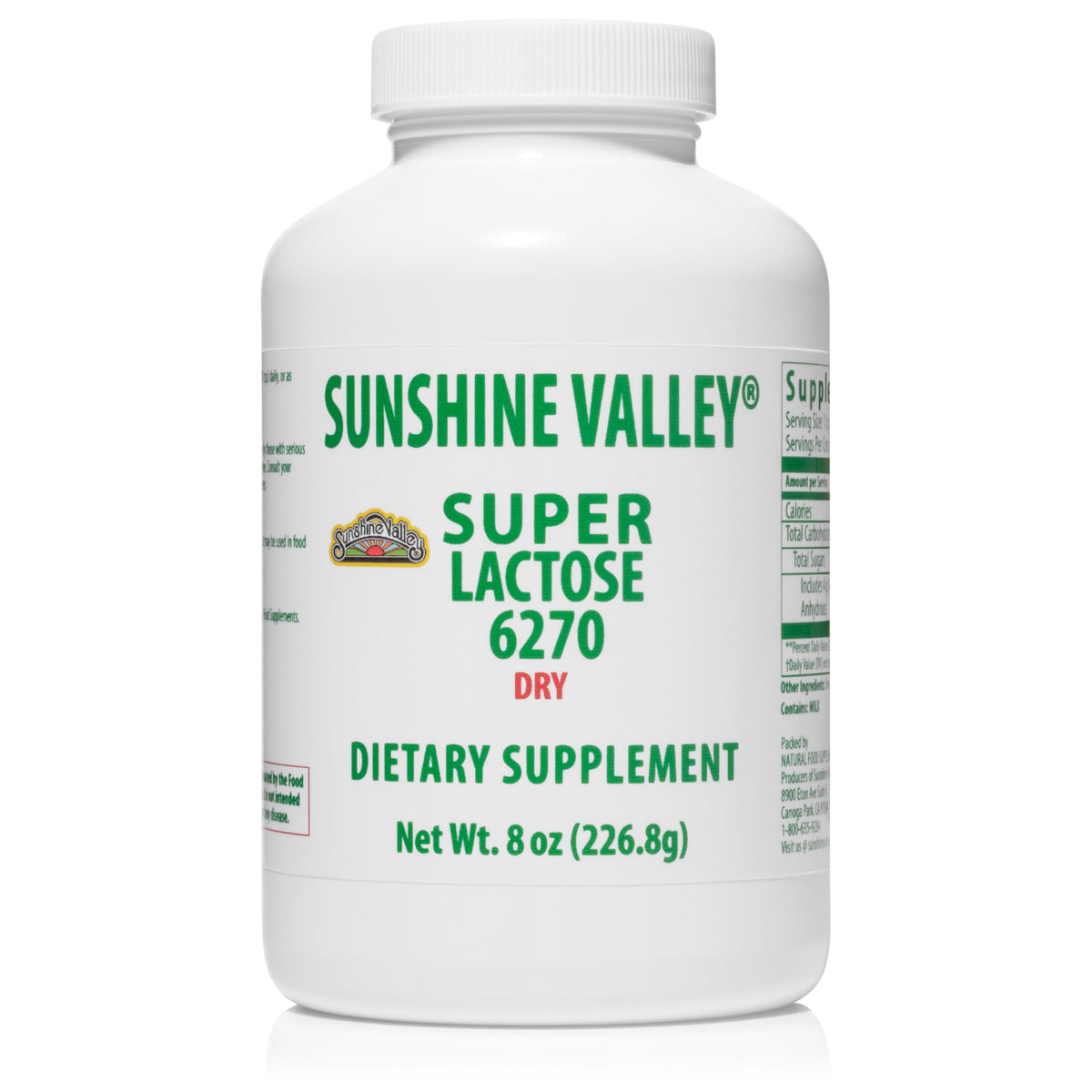 Poudre de lactose anhydre Sunshine Valley 227 g vue de face