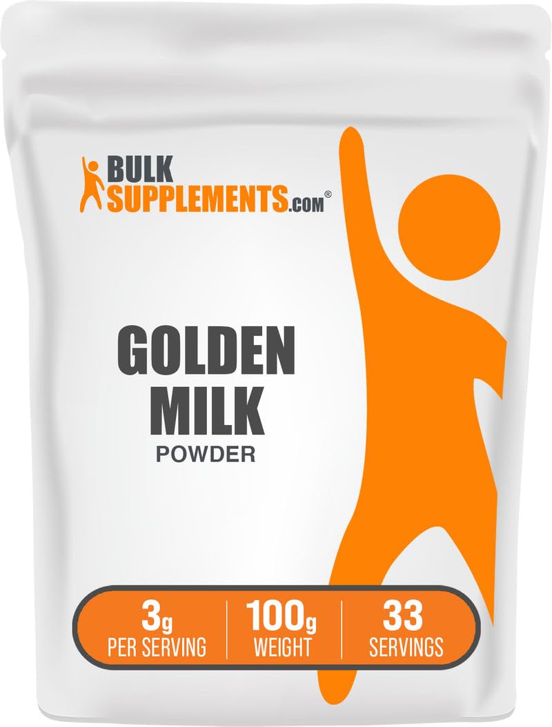 Poudre de lait d'or BulkSupplements 100g vue avant avec emballage.