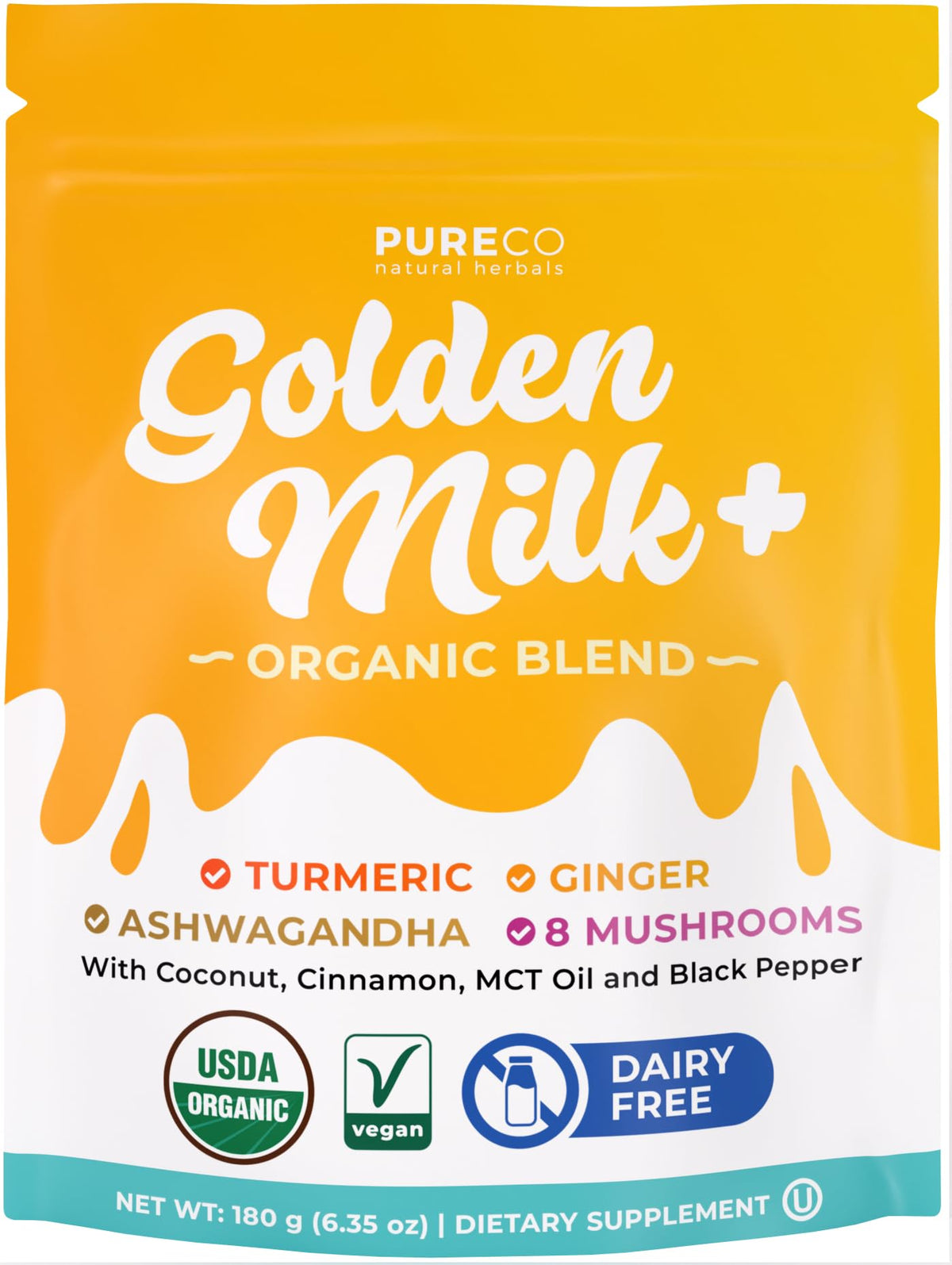 Poudre de Lait Doré Bio PURE CO en sachet de 209g