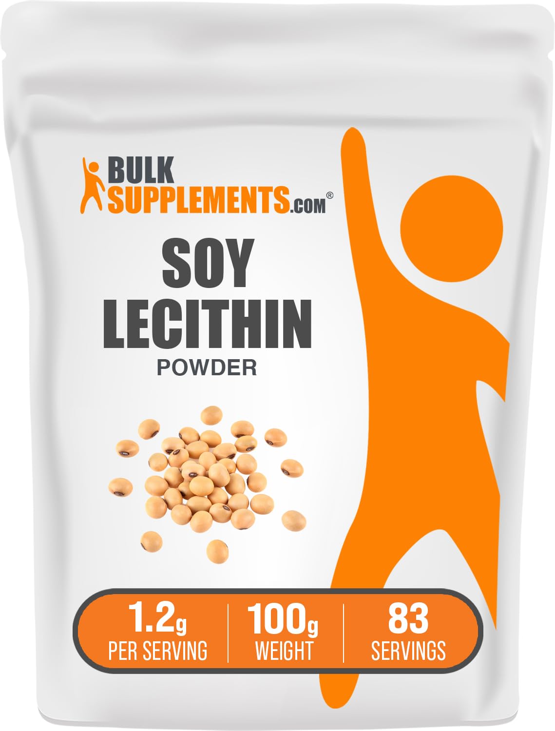 Poudre de Lécithine de Soja BulkSupplements 100g vue avant
