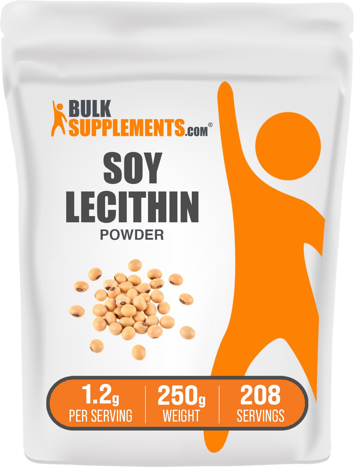 Poudre de Lécithine de Soja BulkSupplements 250g vue avant