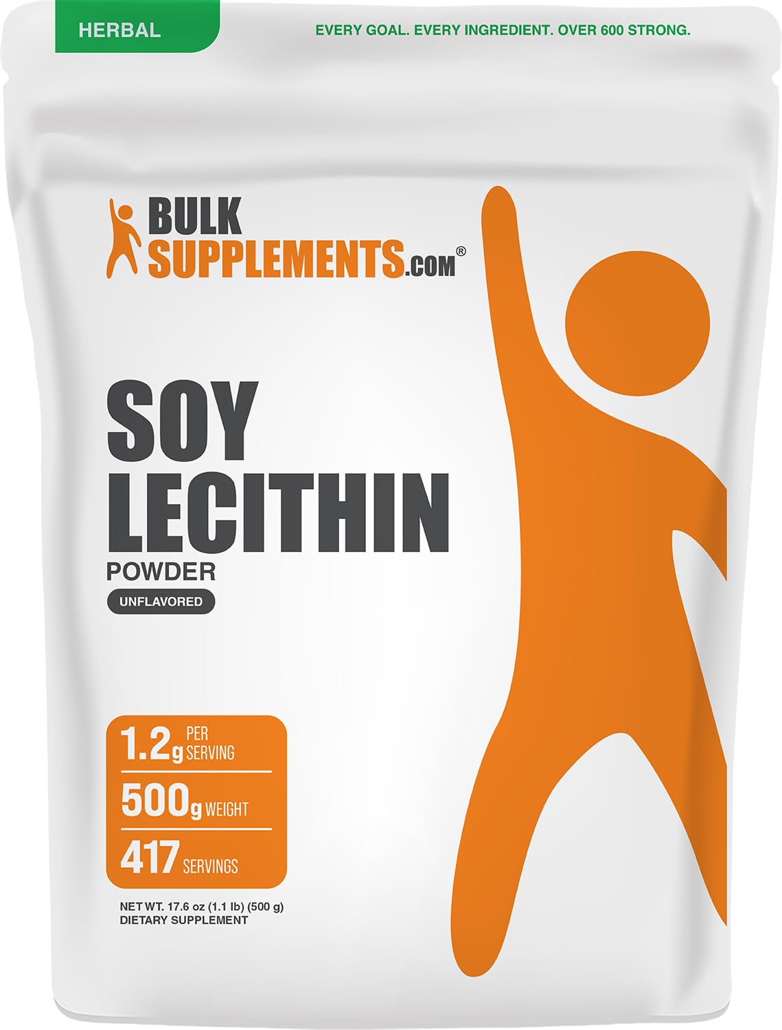 Poudre de Lécithine de Soja BulkSupplements 500g vue avant