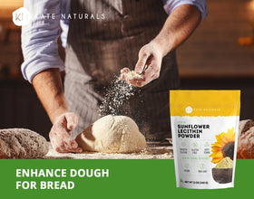 Poudre de lécithine de tournesol Kate Naturals utilisée dans des recettes de pâtisserie