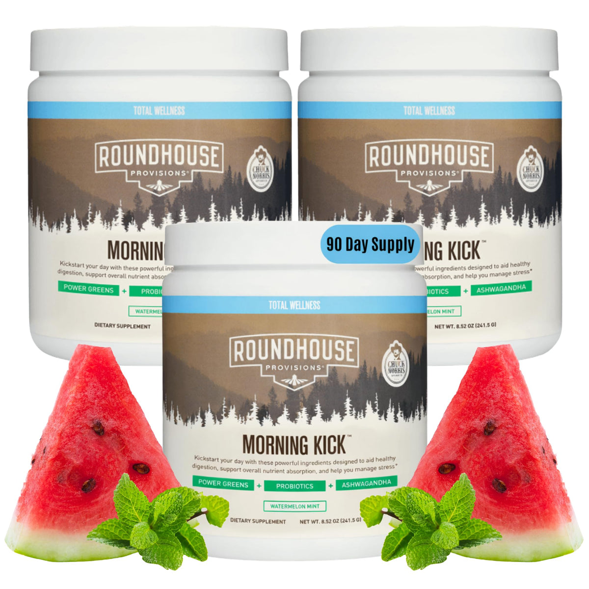 Poudre de légumes ROUNDHOUSE PROVISION Morning Kick saveur pastèque menthe, vue de face