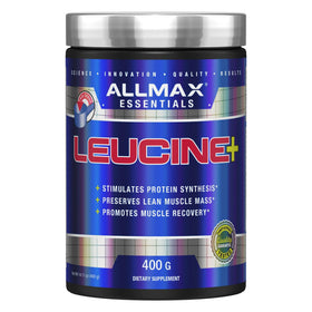 Poudre de leucine ALLMAX 400 g vue de face avec étiquette
