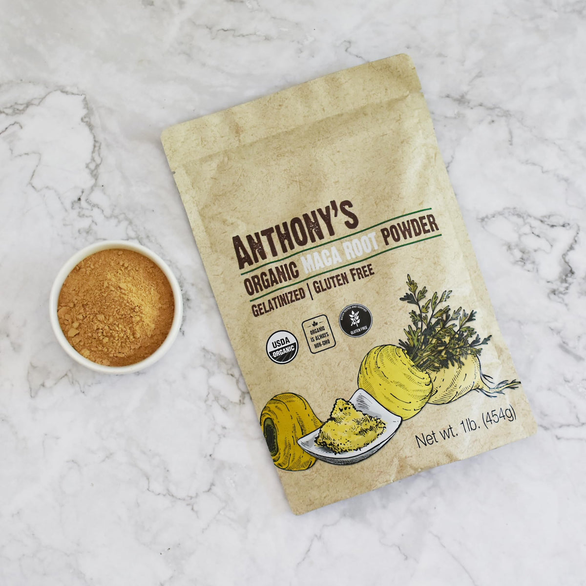 Poudre de maca bio Anthony's ajoutée à une recette de pâtisserie