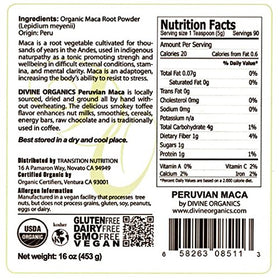 Poudre de Maca Bio Divine Organics 473g sachet refermable
