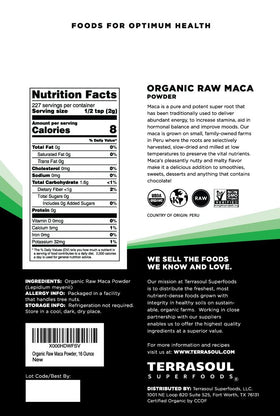 Poudre de Maca Bio Terrasoul Superfoods sachet de 472g dos