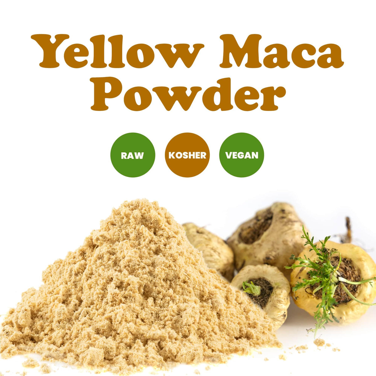 Poudre de Maca Jaune Food to Live 8 lb dans un bol