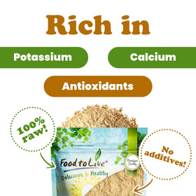 Poudre de maca jaune Food to Live sur une cuillère