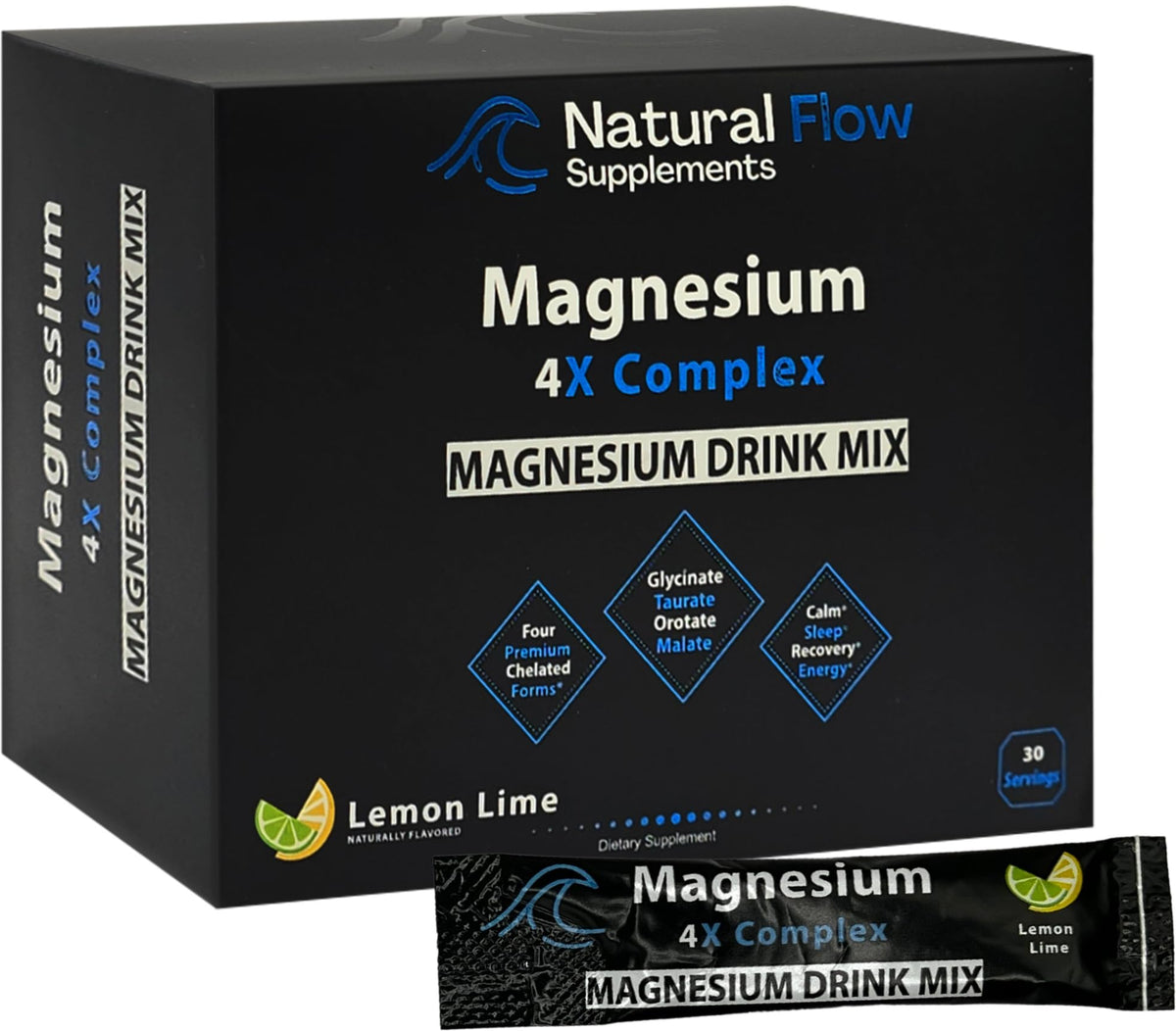 Poudre de magnésium 4X Natural Flow sachets de citron lime