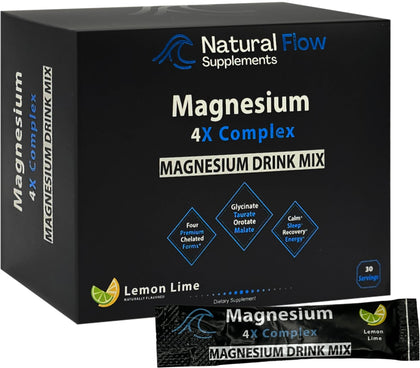 Poudre de magnésium 4X Natural Flow sachets de citron lime