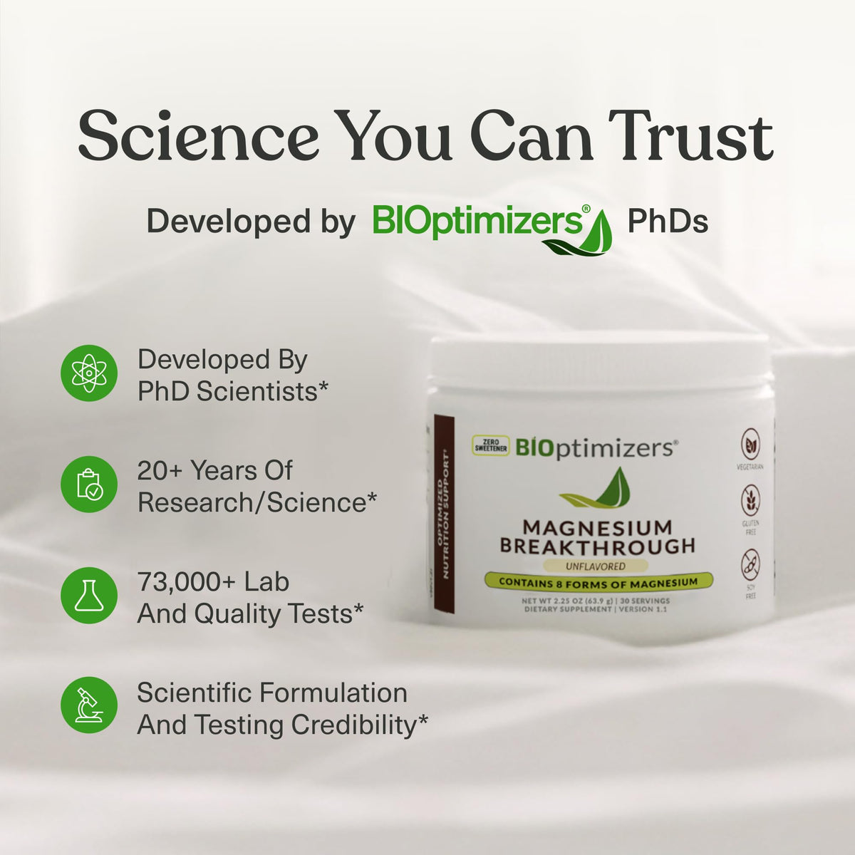Poudre de magnésium BIOptimizers avec cuillère doseuse