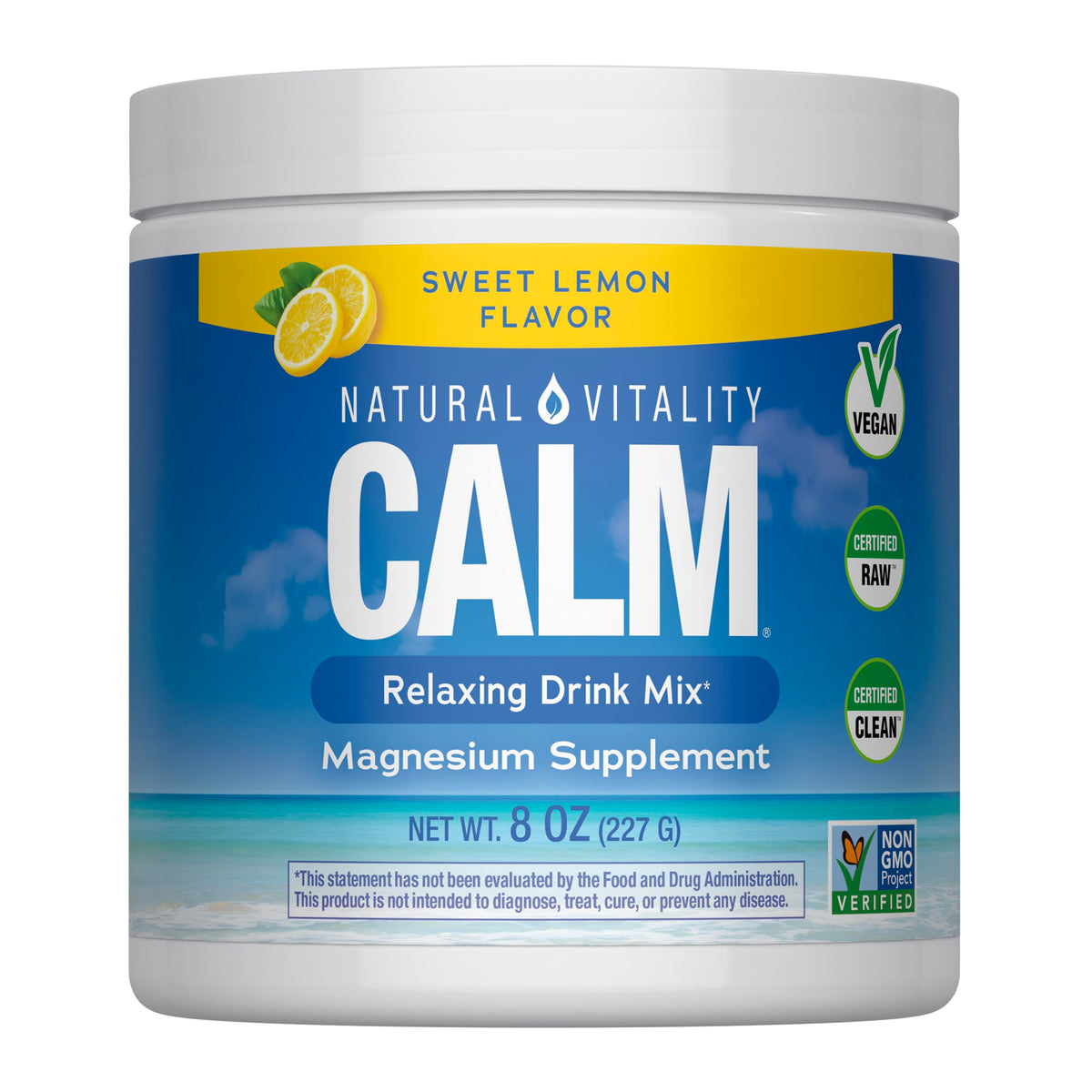Poudre de magnésium Calm Natural Vitality 290g vue de face