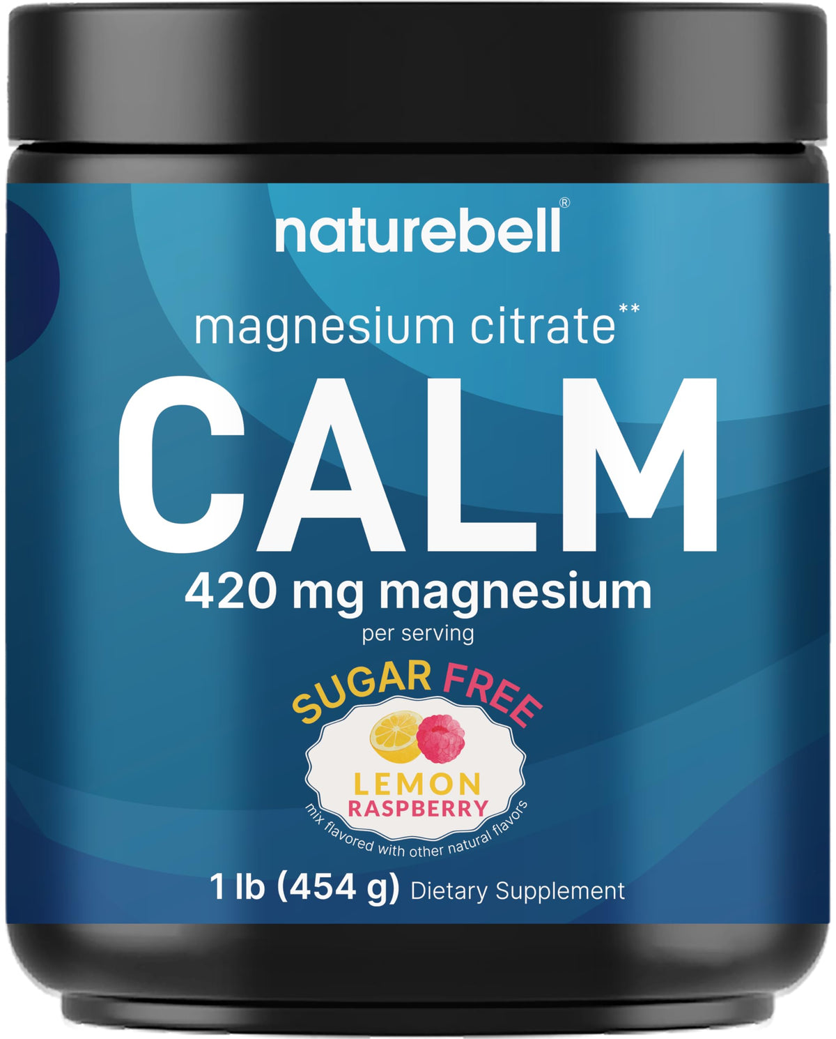 Poudre de magnésium Calm NatureBell 549g saveur framboise citron vue de face