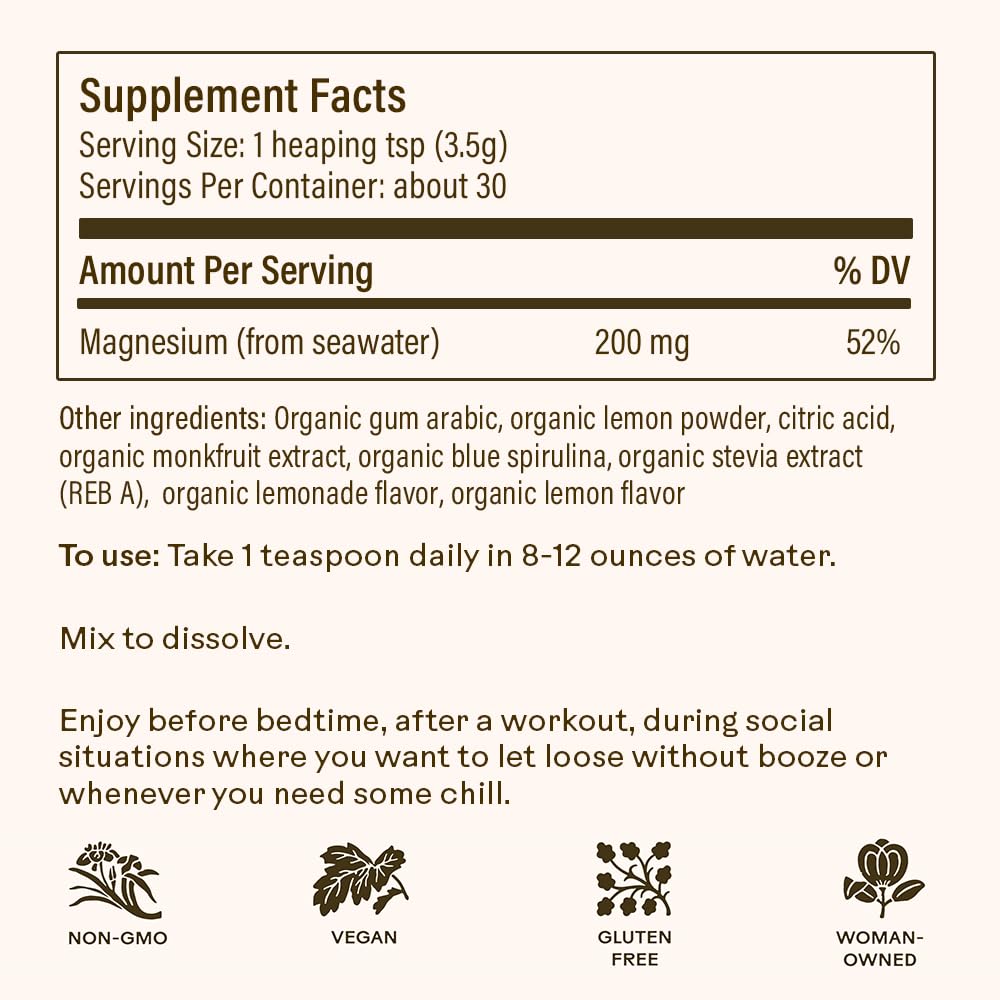 Poudre de Magnésium Citrate Blue Lemonade Wooden Spoon Herbs contenu