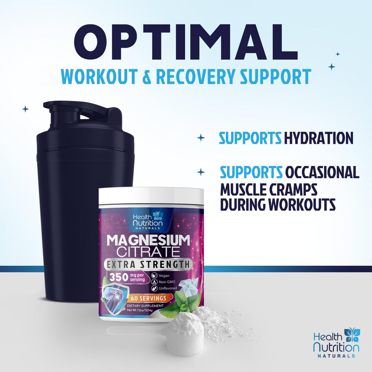 Poudre de magnésium citrate Health Nutrition Naturals avec des fruits