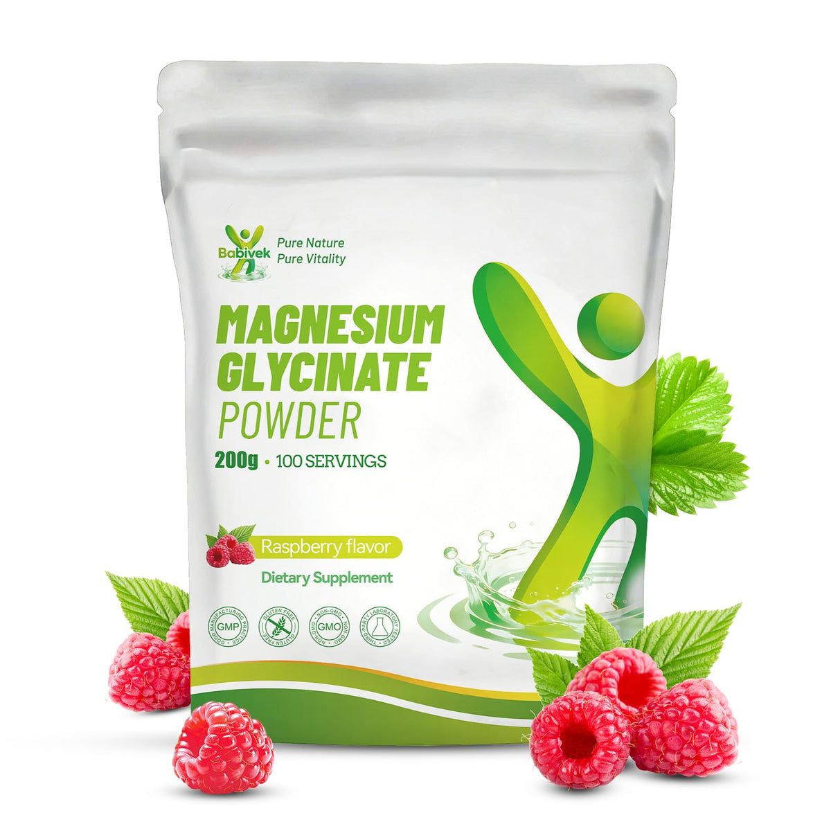 Poudre de magnésium glycinate Babivek 200g vue de face