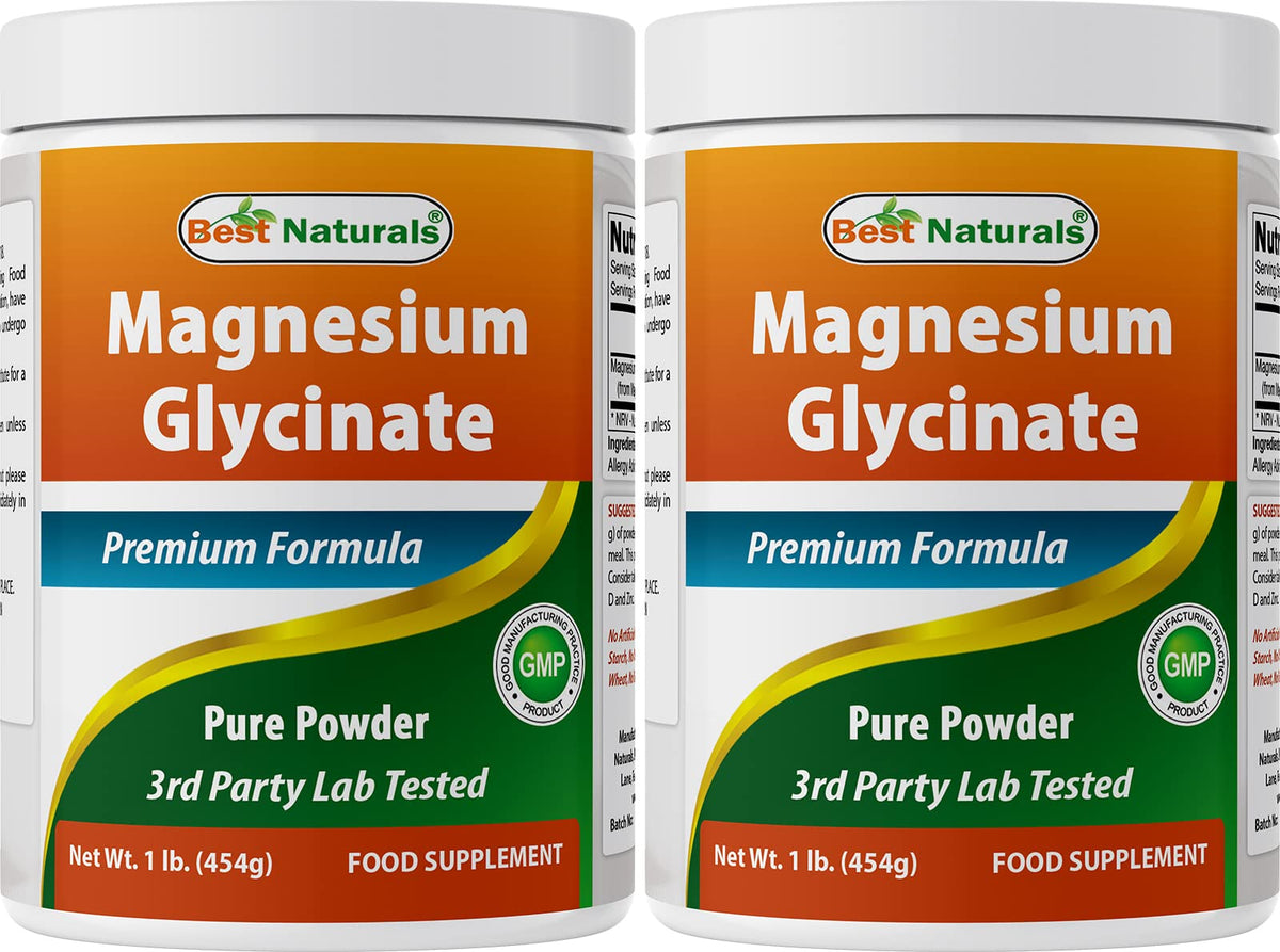Poudre de magnésium glycinate Best Naturals 1061g vue de face