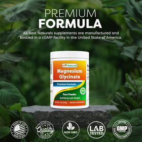Poudre de magnésium glycinate Best Naturals 522g - en utilisation dans un verre