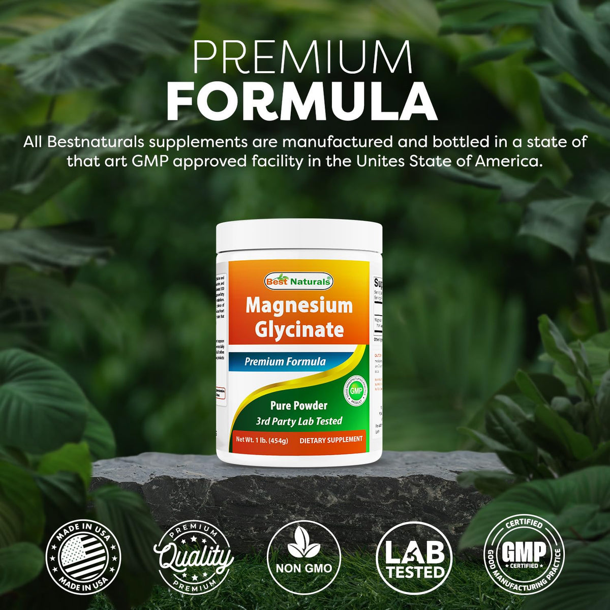 Poudre de magnésium glycinate Best Naturals en préparation