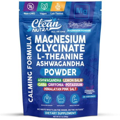 Poudre de magnésium glycinate Clean Nutraceuticals 231g vue de face