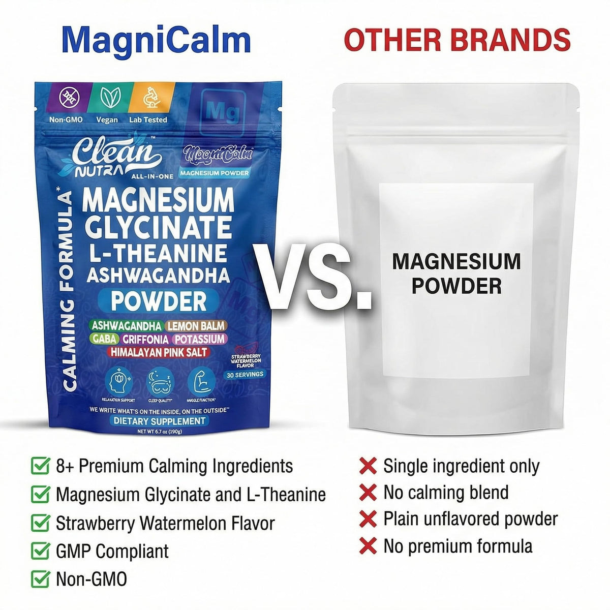Poudre de magnésium glycinate Clean Nutraceuticals dans une cuillère