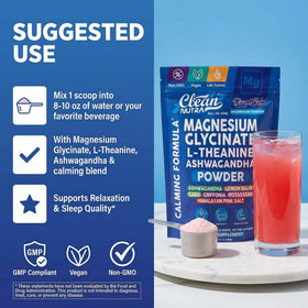 Poudre de magnésium glycinate Clean Nutraceuticals vue de dessus