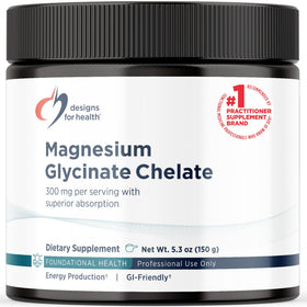 Poudre de magnésium glycinate Designs for Health, 300mg, orange, vue de face