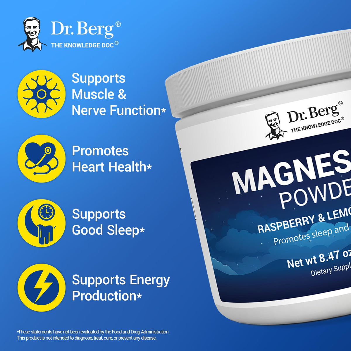 Poudre de magnésium glycinate Dr. Berg dans un verre d'eau
