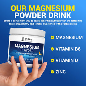 Poudre de magnésium glycinate Dr. Berg sur une table