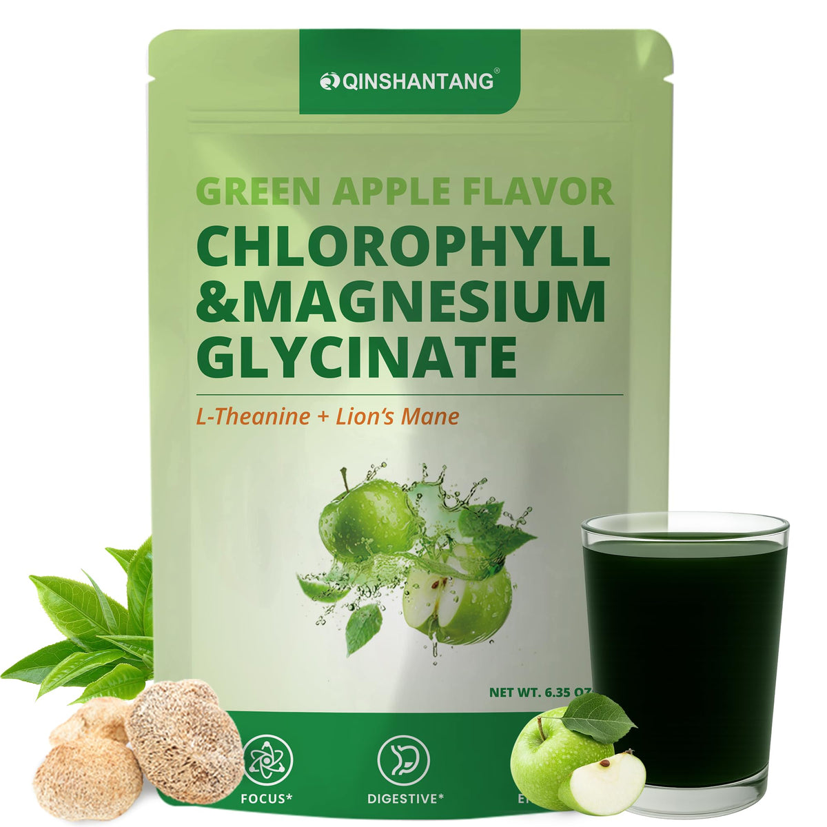 Poudre de magnésium glycinate et chlorophylle QIN SHAN TANG vue de face