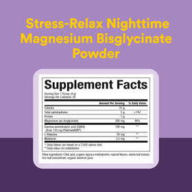 Poudre de magnésium glycinate Natural Factors mélangée dans un verre d'eau