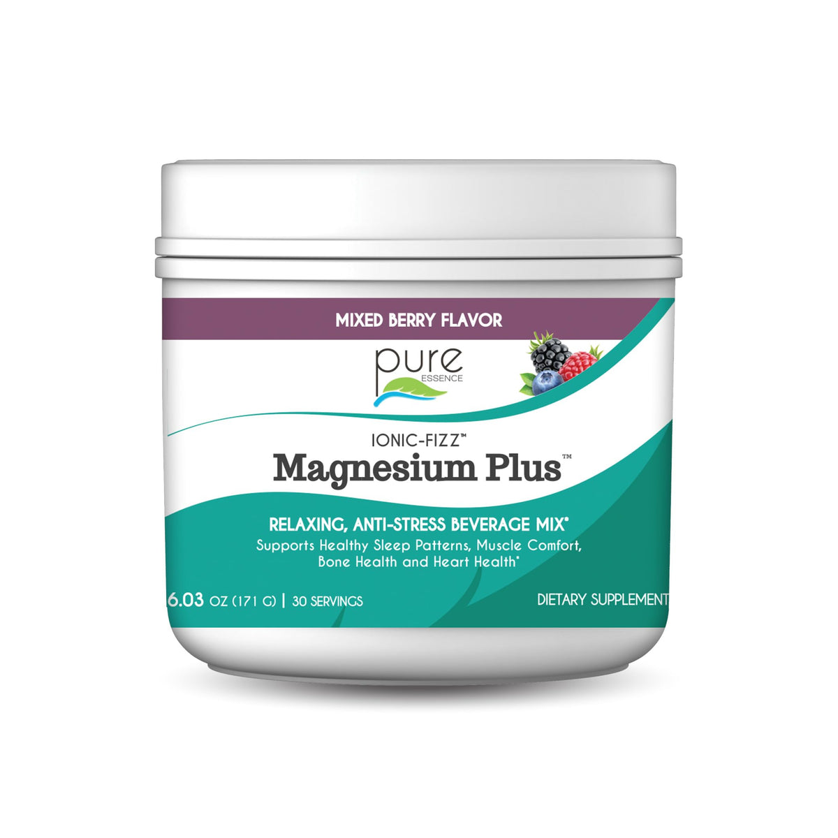 Poudre de magnésium Ionic Fizz PURE ESSENCE LABS 222g saveur baies mélangées